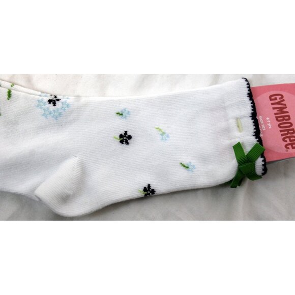 NWT 2004 Gymboree Dandelion Wishes White Ankle Socks Scallop Edge Bow sz 12-13 - Picture 2 of 6